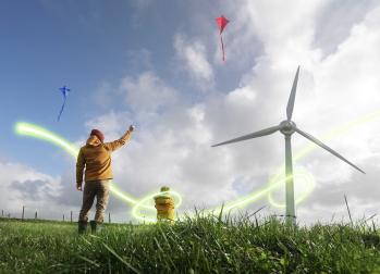 NGESO Family with kites and wind turbine